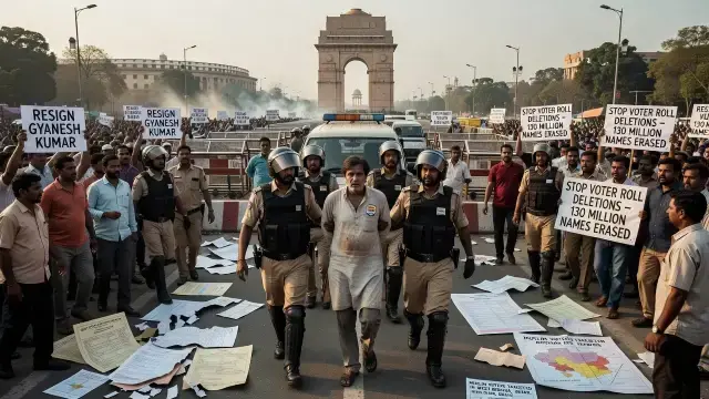 Delhi Crackdown Halts Protest Over Disputed Indian Voter Rolls